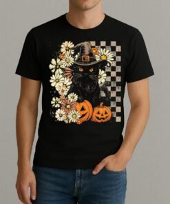 Boho Floral Black Cat shirt