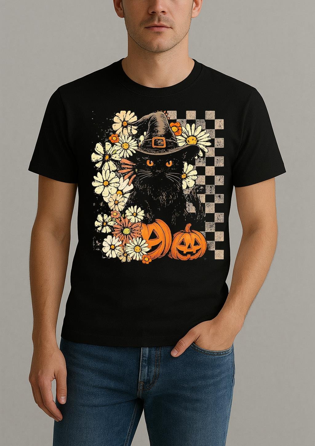 Boho Floral Black Cat shirt