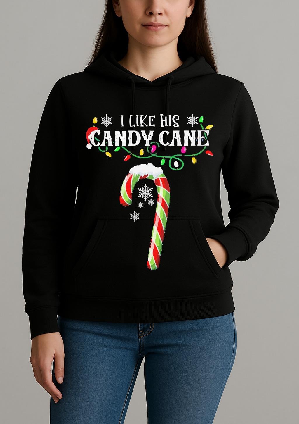 I Like His Candy Cane Funny Couples Matching Christmas Unihoodie