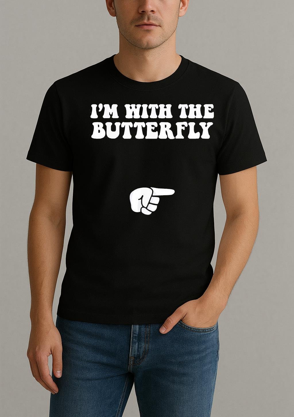 I’m With Butterfly Halloween Costume Party Matching Couples Shirt