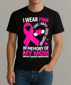 I Wear Pink In Memory Of My Mom Breast Cancer Awareness Shirt