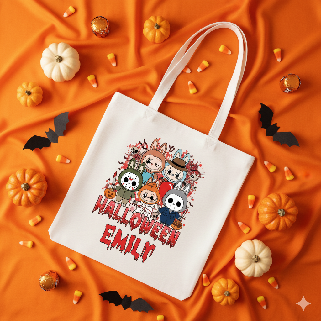 Custom Labubu Pumpkin Tote Bag - Image 3