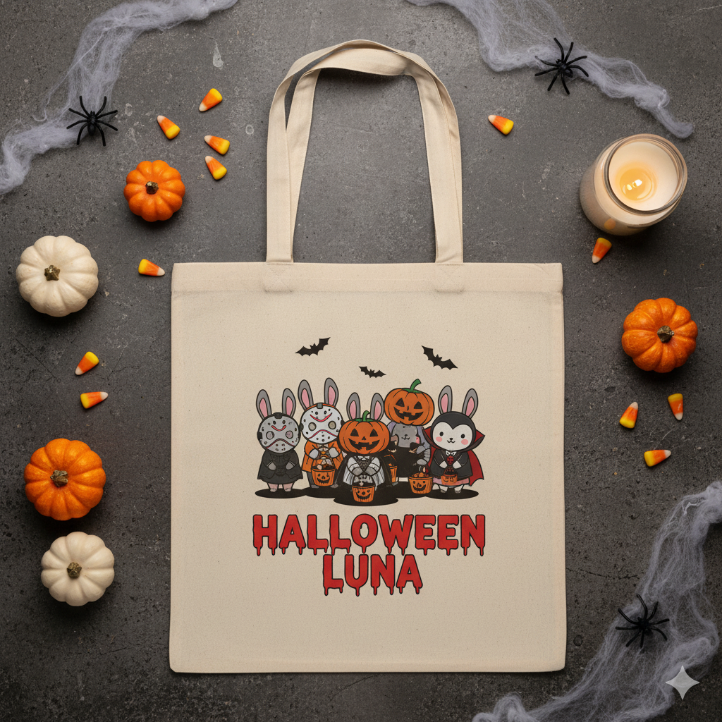 Custom Labubu Pumpkin Tote Bag