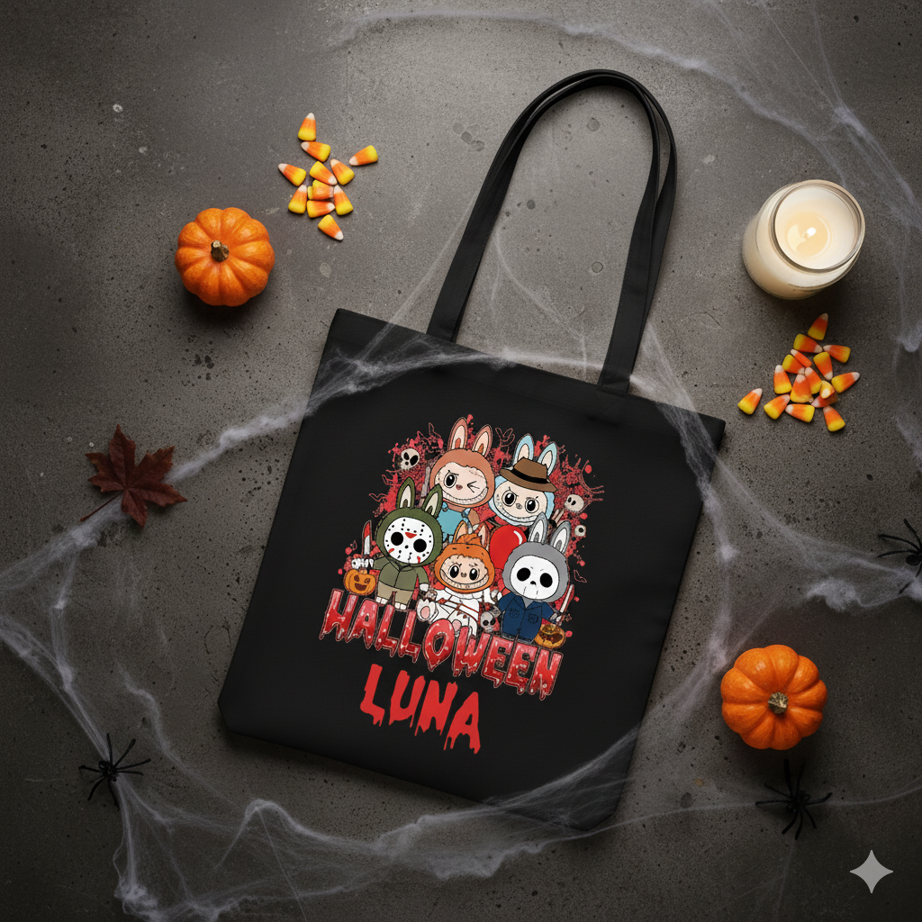 Custom Labubu Pumpkin Tote Bag - Image 2
